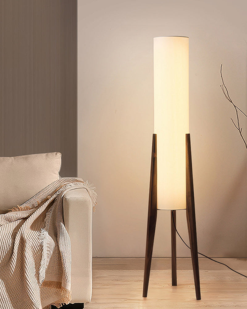 Lampadaire Noyer Sur Pied Bois Massif Épuré