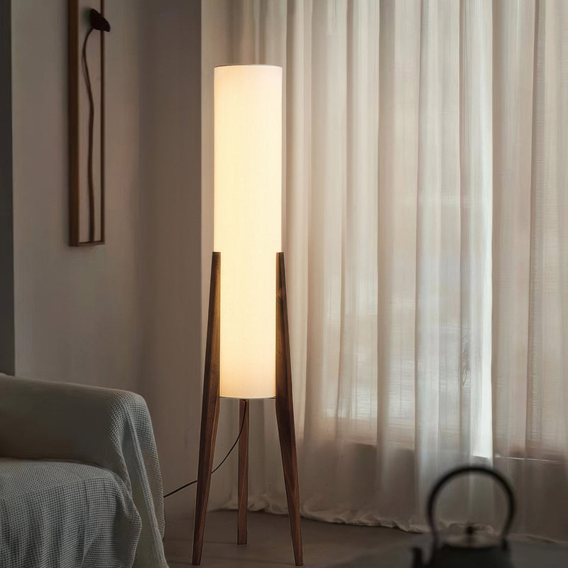 Lampadaire Noyer Sur Pied Bois Massif Épuré