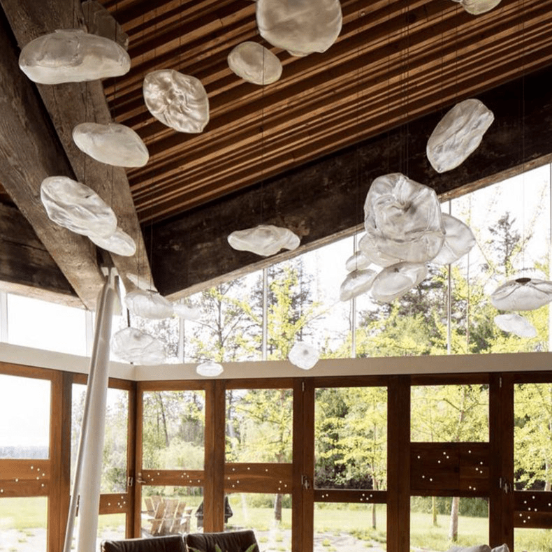 Suspension Luminaire Verre Nuage Soufflé