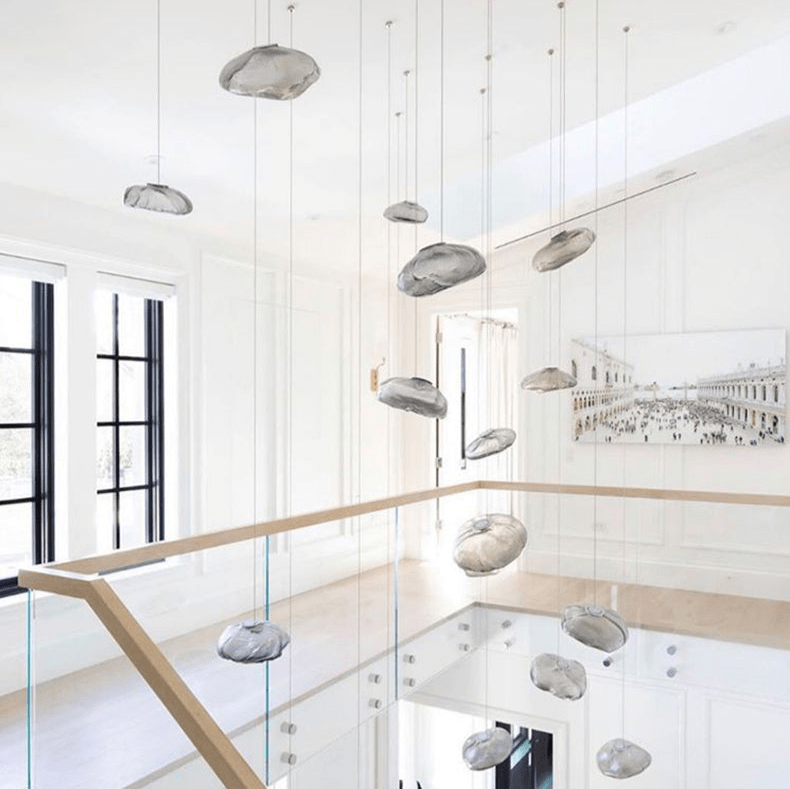 Suspension Luminaire Verre Nuage Soufflé