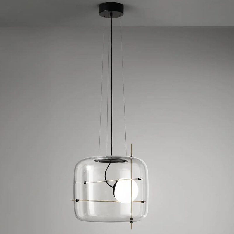 Suspension Luminaire Sphère Cubique En Verre