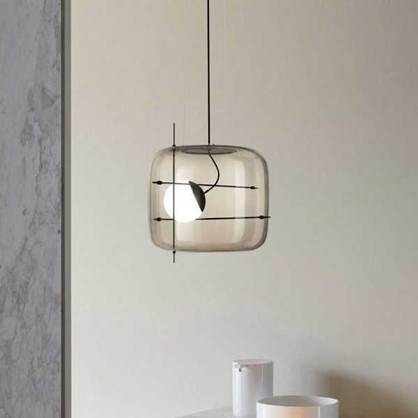 Suspension Luminaire Sphère Cubique En Verre
