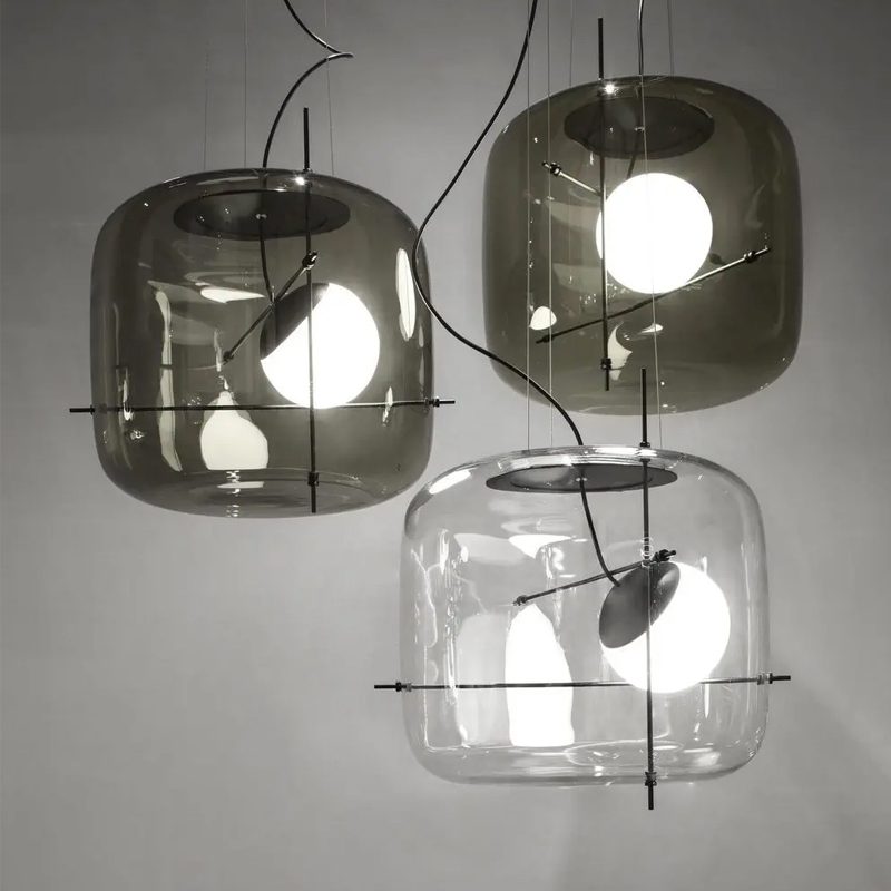 Suspension Luminaire Sphère Cubique En Verre