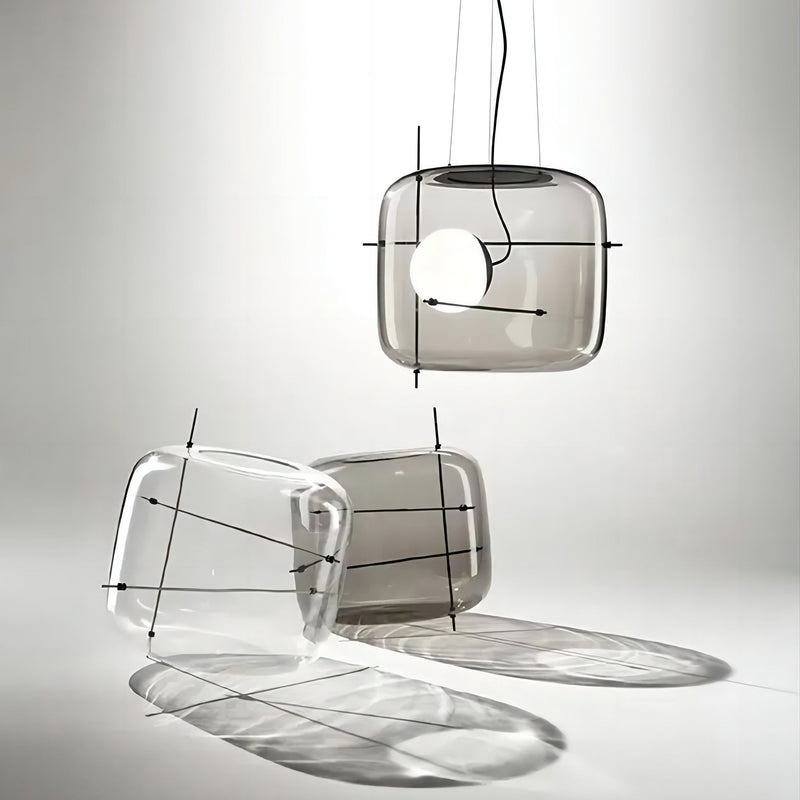 Suspension Luminaire Sphère Cubique En Verre