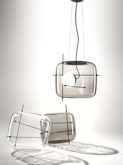 Suspension Luminaire Sphère Cubique En Verre