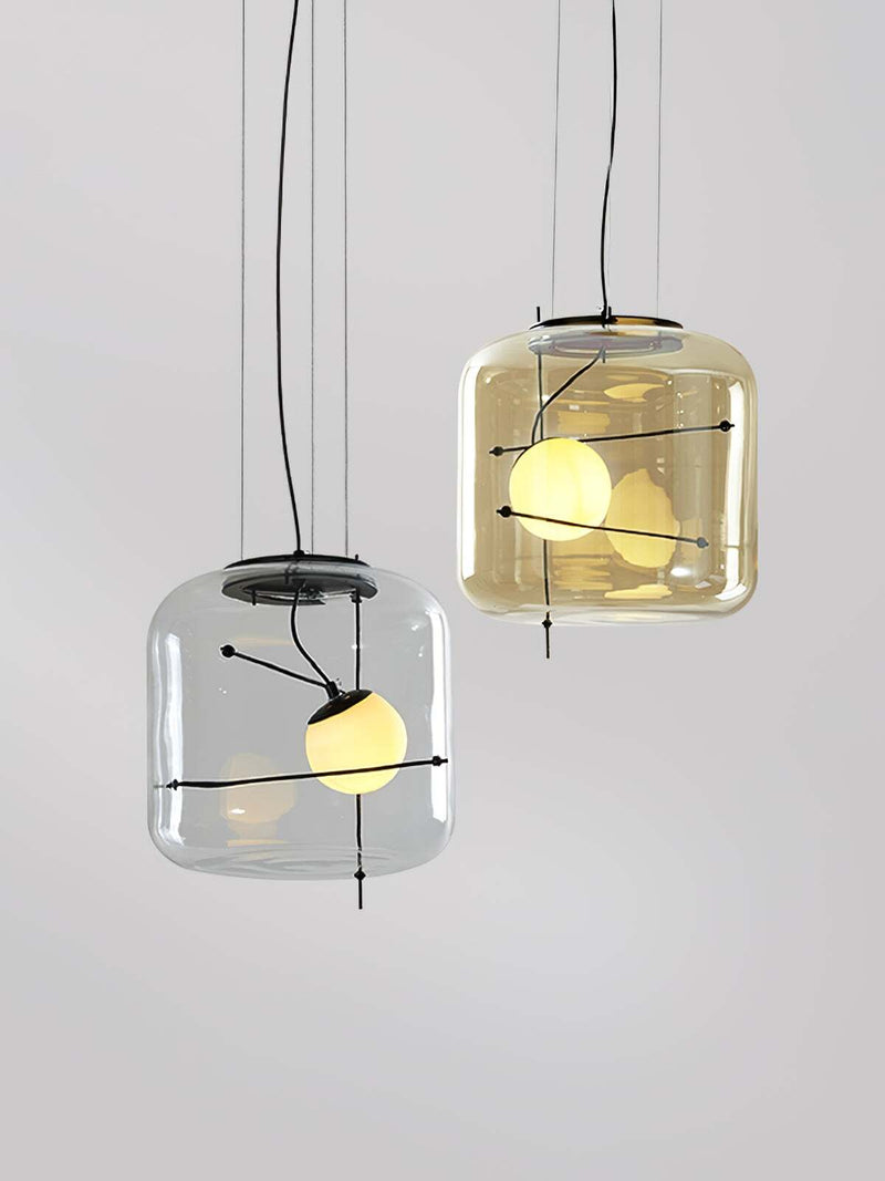 Suspension Luminaire Sphère Cubique En Verre