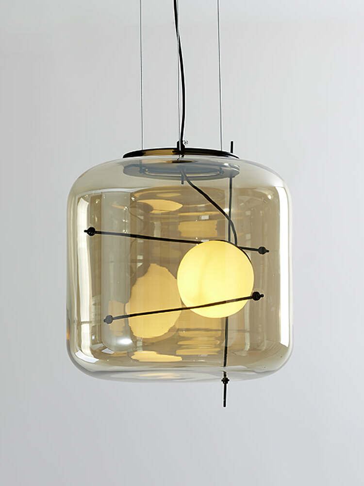 Suspension Luminaire Sphère Cubique En Verre