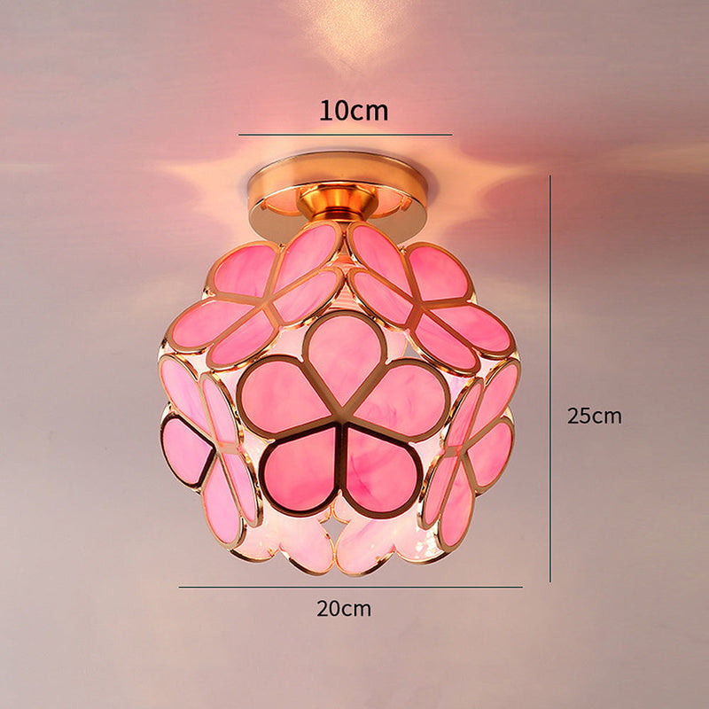 Plafonnier en verre au design style fleurs