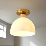 Plafonnier semi encastré blanc lait