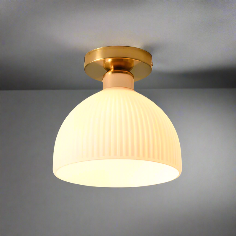 Plafonnier semi encastré blanc lait