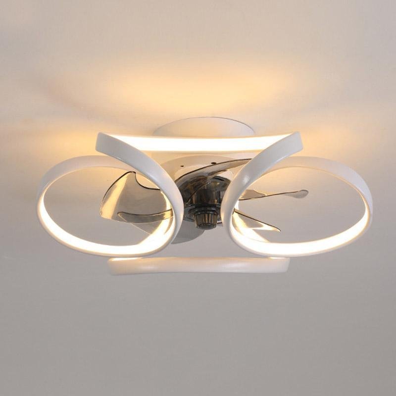 Plafonnier Ventilateur encastré moderne à LED en forme de fleur avec télécommande