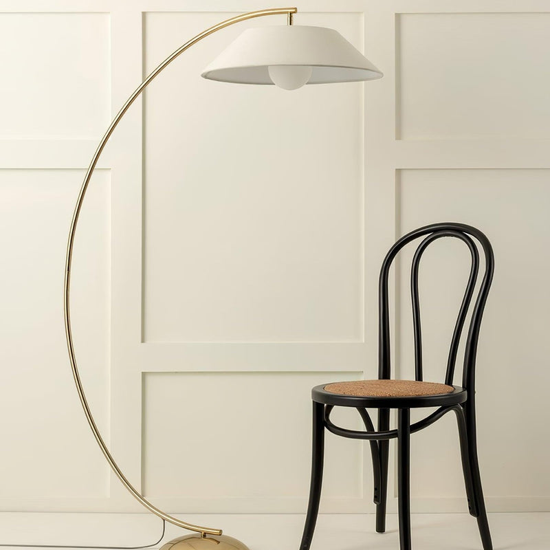 Lampadaire Anneau Opalin et Laiton