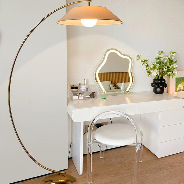 Lampadaire Anneau Opalin et Laiton