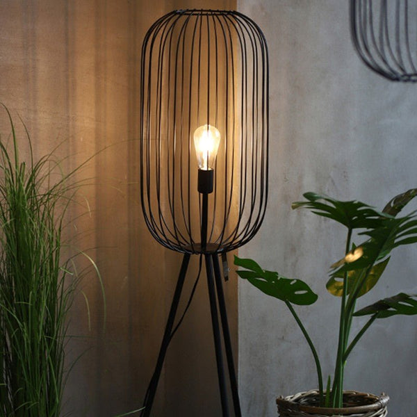 Lampadaire Cage Grillage Rayé Minimaliste
