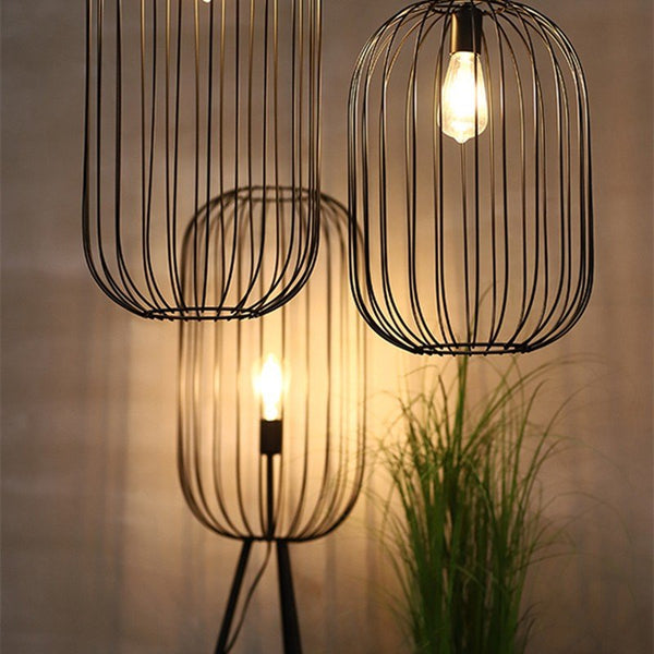 Lampadaire Cage Grillage Rayé Minimaliste
