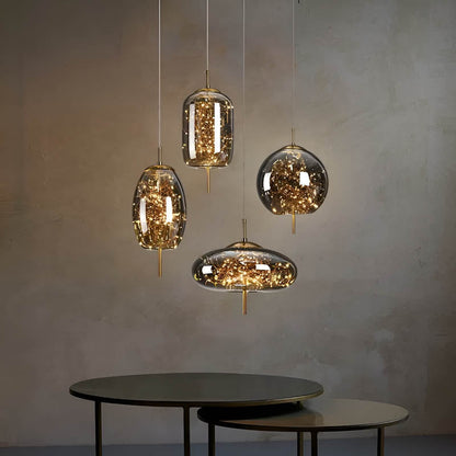 Suspension Luminaire Verre Fumé étoilée