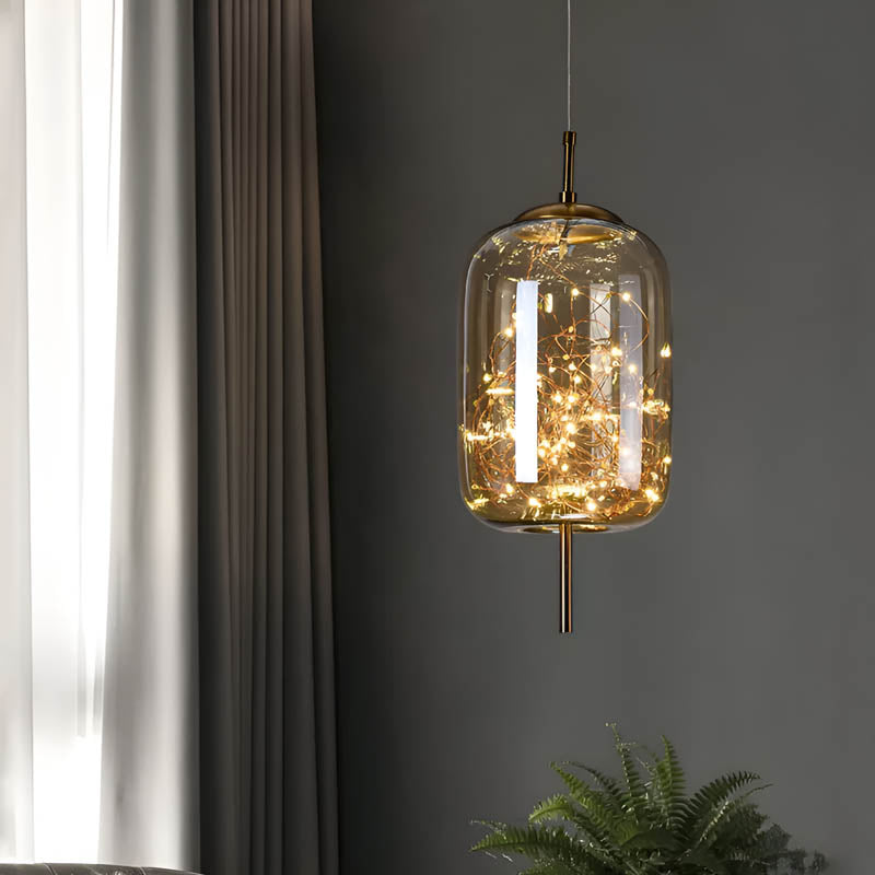 Suspension Luminaire Verre Fumé étoilée