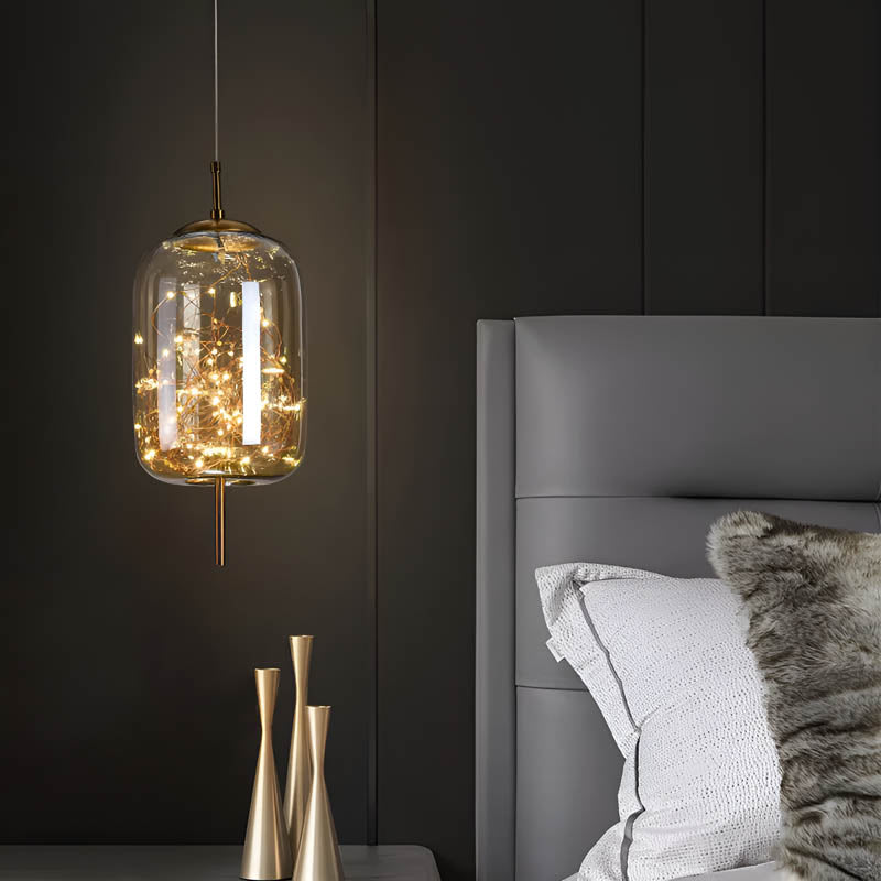 Suspension Luminaire Verre Fumé étoilée