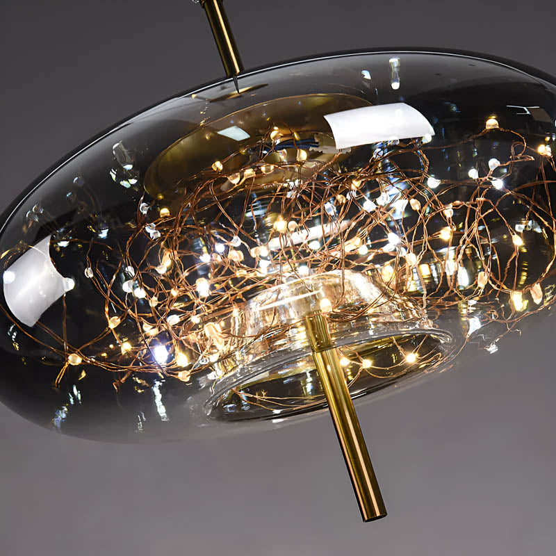 Suspension Luminaire Verre Fumé étoilée