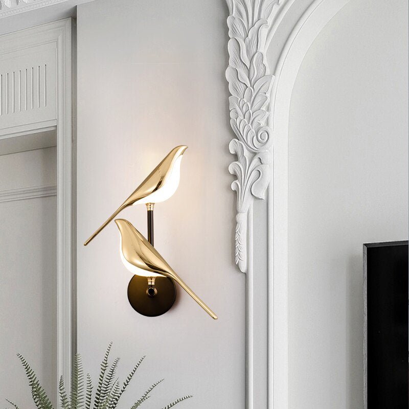 Applique Murale Oiseau Doré Stylisé
