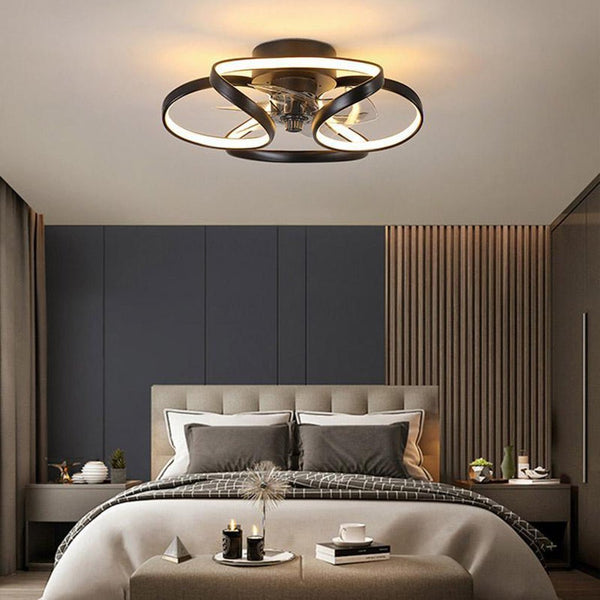 Plafonnier Ventilateur encastré moderne à LED en forme de fleur avec télécommande