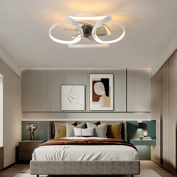 Plafonnier Ventilateur encastré moderne à LED en forme de fleur avec télécommande
