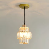 Luminaire Suspension ronde à couches en cristal