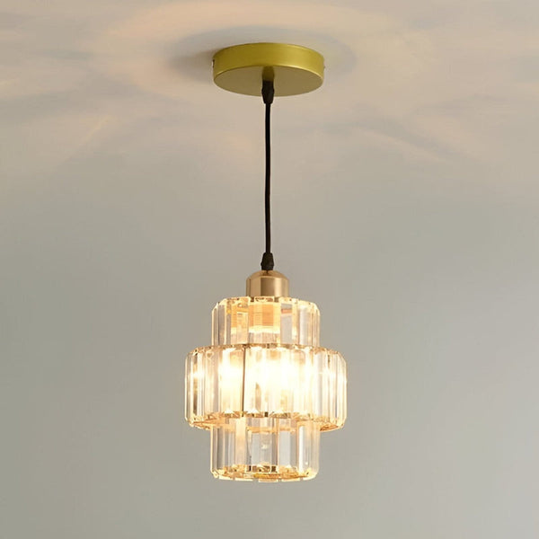 Luminaire Suspension ronde à couches en cristal