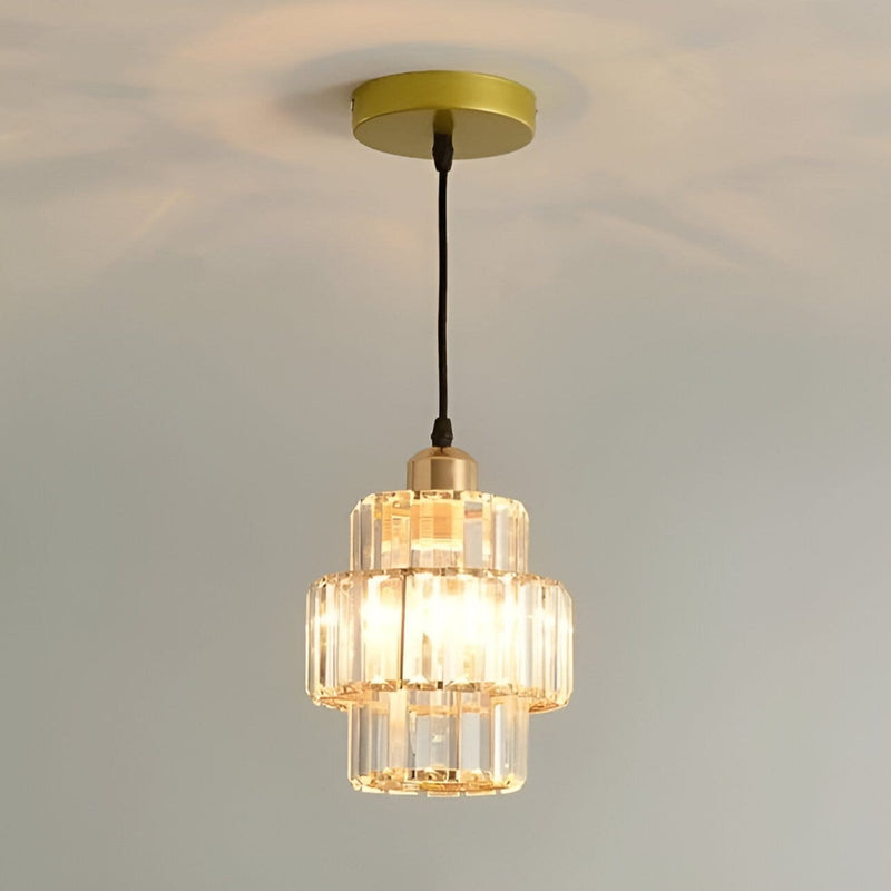 Luminaire Suspension ronde à couches en cristal