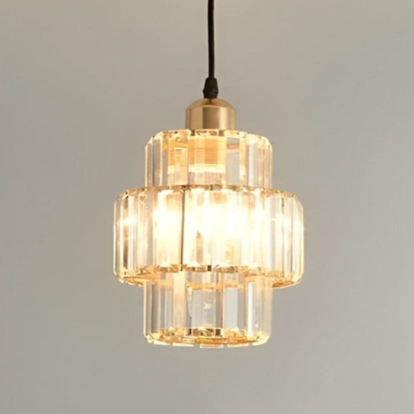 Luminaire Suspension ronde à couches en cristal