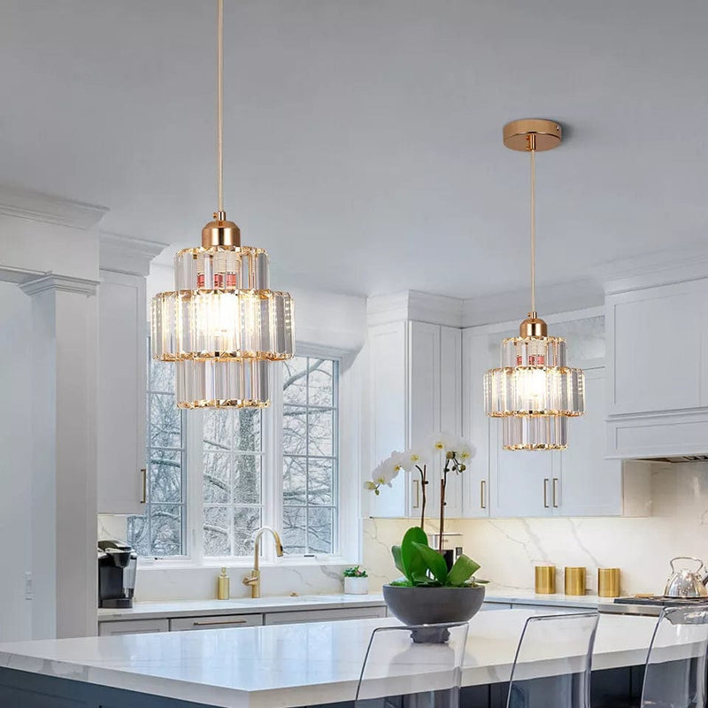 Luminaire Suspension ronde à couches en cristal
