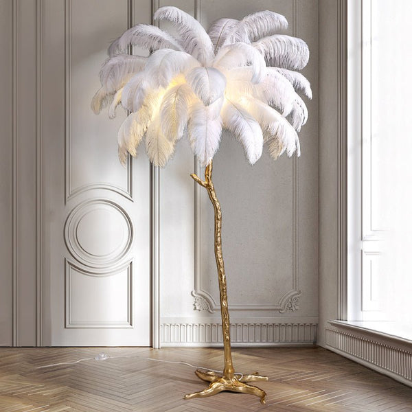 Lampadaire Plumes d’Autruche Scandinave